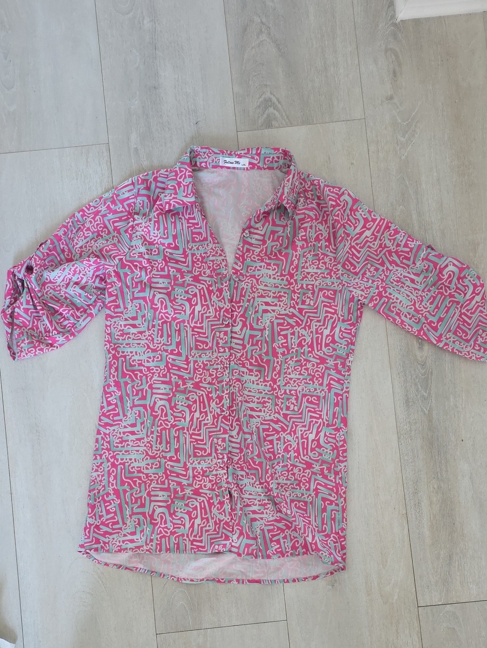 Pink Geometric Button-Down Shirt